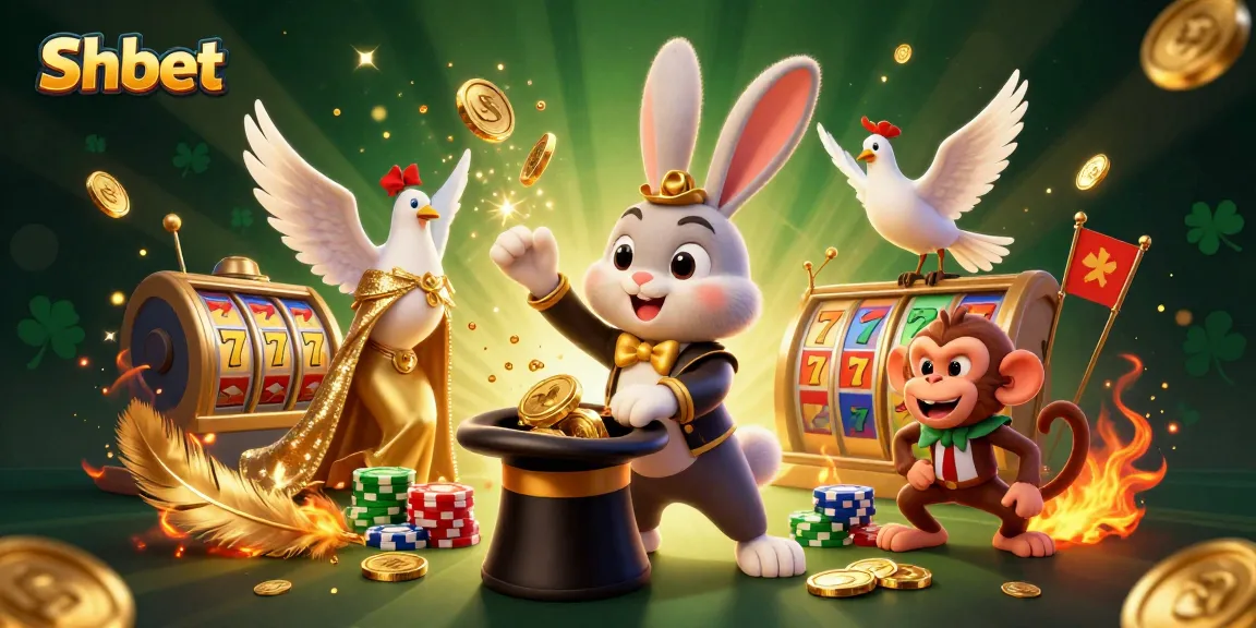 Experience winning moments with Shbet's magical 3D casino scene filled with sparkling gold coins and vibrant characters.