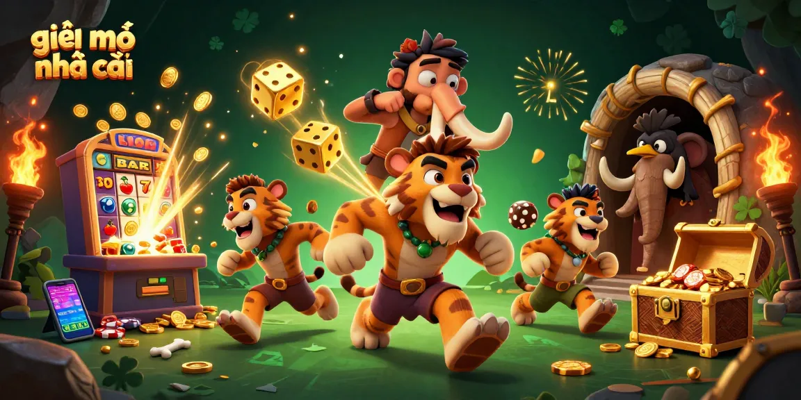 Engage with giải mã nhà cái in an exciting casino adventure with caveman and sabertooth tiger.