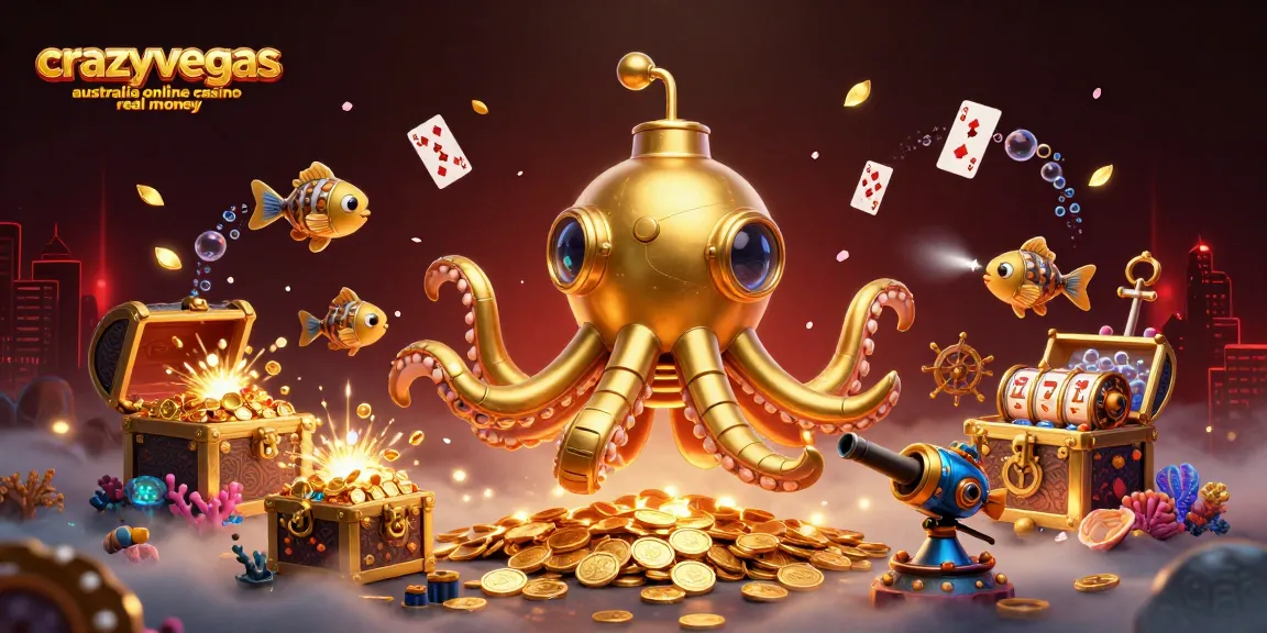 Experience the thrill at crazyvegas australia online casino real money with a golden kraken submarine surfacing through riches.