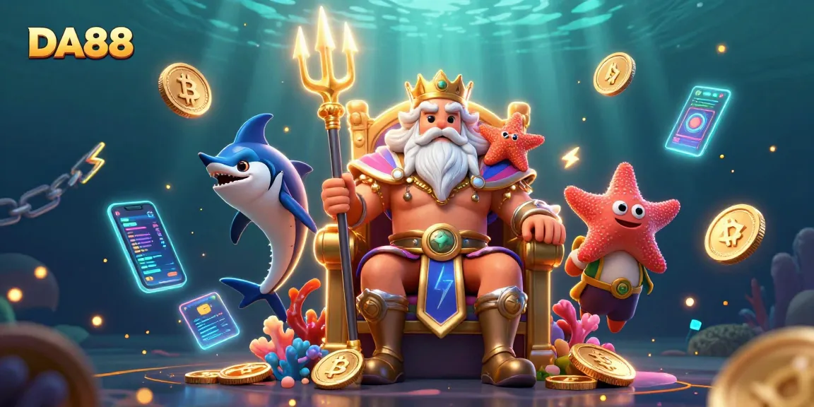 Spin to win at DA88 in this captivating, vibrant underwater casino scene.