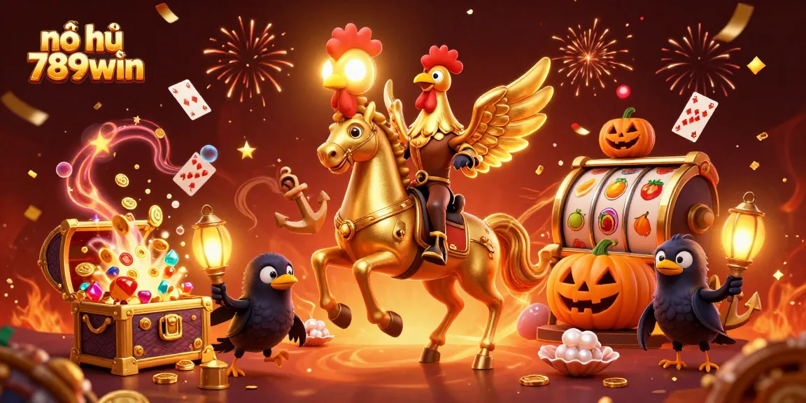Unleash nổ hũ 789win opportunities with a stunning golden rooster in a dynamic casino scene.