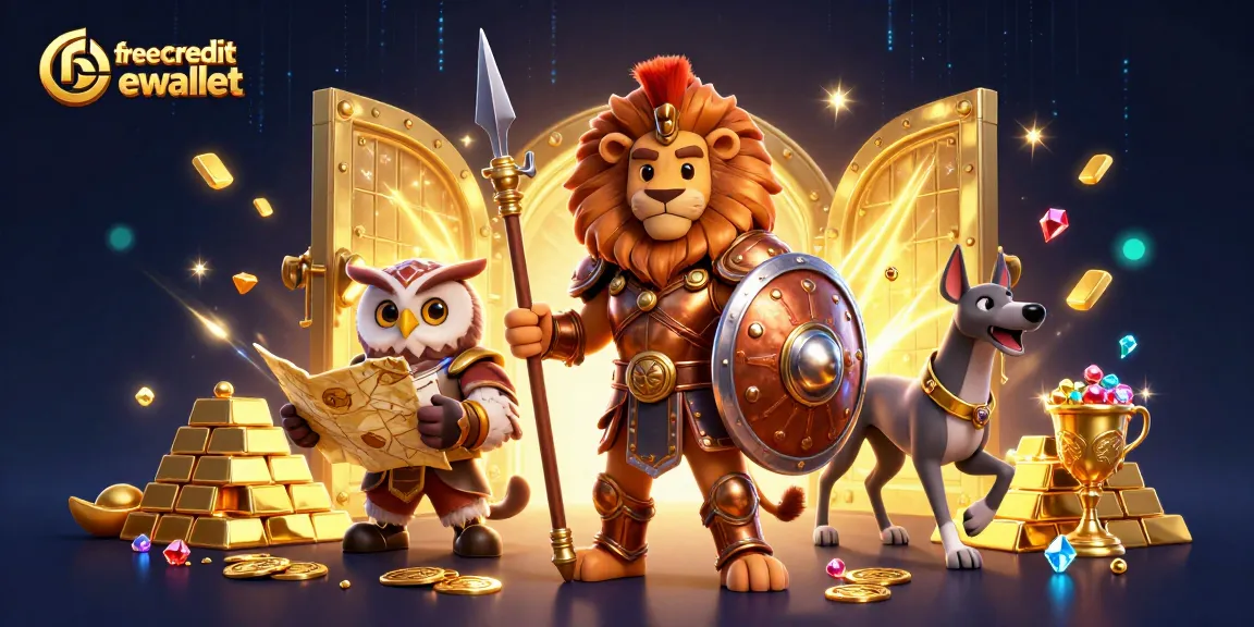 Engage with free credit ewallet and explore exciting casino adventures in this rich 3D illustration.