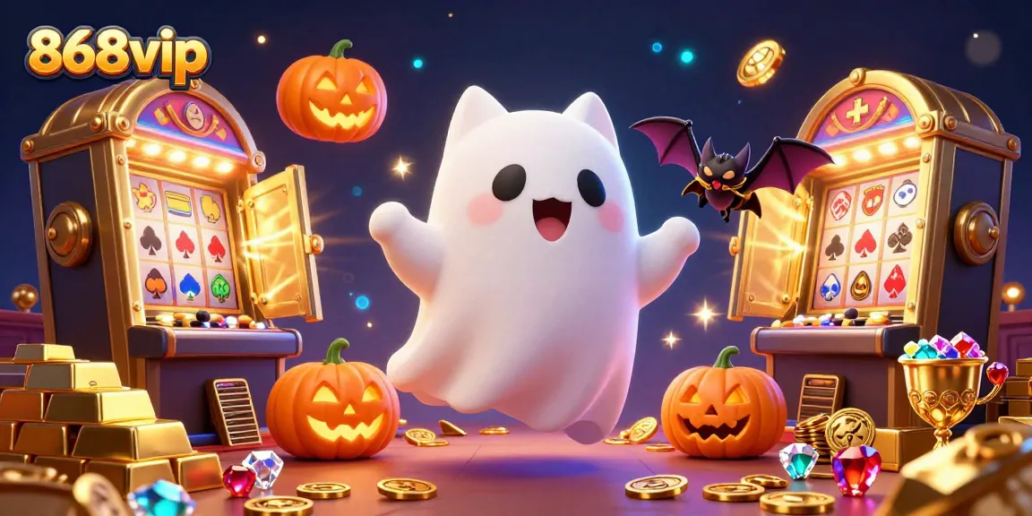 Join the excitement of 868vip at the haunted casino, where the ghost cat and bat reveal treasures!