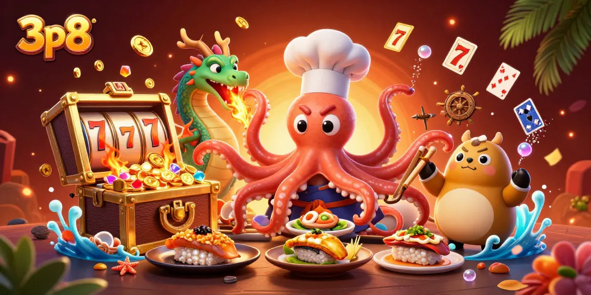 Experience thrilling wins with 3p8 as the sushi chef octopus prepares golden jackpot dishes.